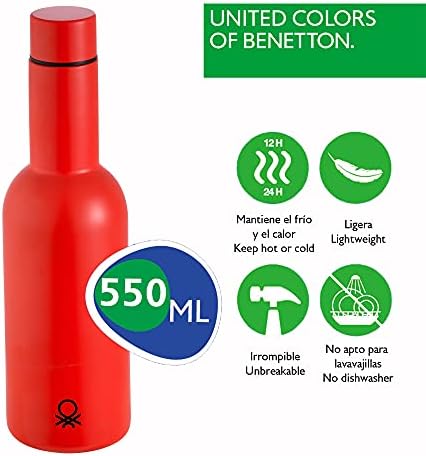 United Colors of Benetton. Casa Benetton 550ml Aço inoxidável garrafa de água vermelha, 550ml