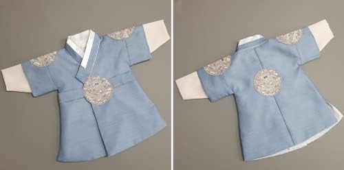 Oujin i coreano azul claro menino hanbok 100 dias ~ 10y/o vestido tradicional coreano bebê menino filhos