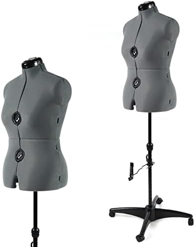 PDM Worldwide Dress Formulários para costura, tamanho de mannequim cinza Tamanho ajustável 12-18,