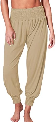 Calça curta para mulheres casuais yoga joggers solto treino calça de moletom com calças confortáveis ​​com bolsos ajustados 21