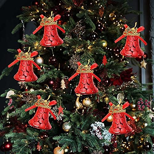 XIOS 2022 pingente de Natal Bell String Decoration Bell Holiday Holiday Ornamento Holding Tree 6pcs Decoração e Hanges Painted Glass Janela