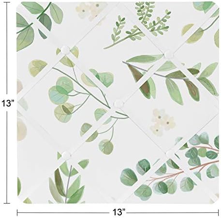Sweet JoJo Designa Floral Leaf Fabric Memory Memorando Photo Boletim - Verde e Branco Boho Watercolor