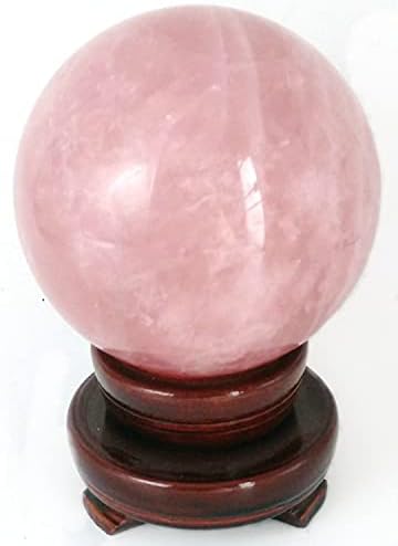 Bola de cura de cristal de quartzo de rosa natural 3,93 '' para reiki, adivinhação, feng shui, meditação, equilíbrio