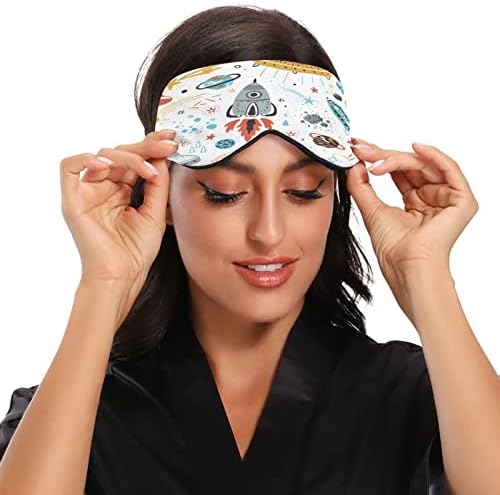 Xigua Rockets Planetas Máscara de olhos dormindo com alça ajustável, Blackout respirável Confortável máscara para os olhos para homens e mulheres#67