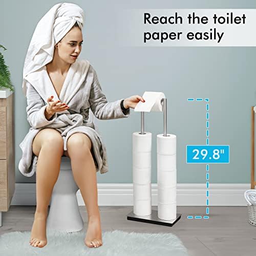 Suporte de papel higiênico kes stand e toalha de toalha em pé de 2 camadas, aço inoxidável de aço escovado,