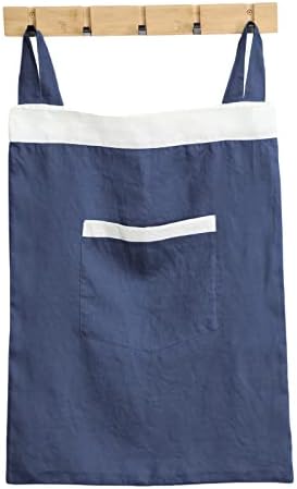Gyihoong de linho pendurado na roupa de lavanderia, porção de 20x27 polegadas, cesto, por cima do cesto de roupa de lavanderia com economia de bolso dianteiro para o dormitório da parede de dormitório, azul marinho azul marinho, azul marinho, azul marinho, azul marinho