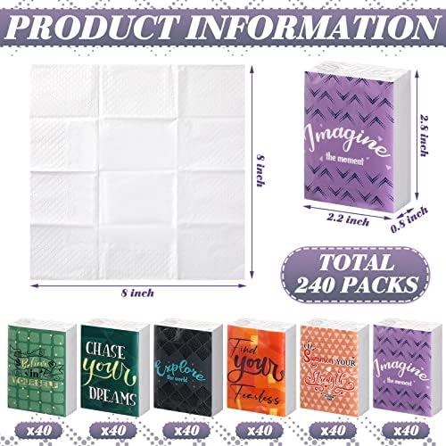 240 pacote de lenço de lenços de deslocamento de deslocamento em massa Pacote de lenços de papel 3 Pocket Pocket Packs