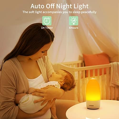 Luz noturna do bebê Loycco para amamentar, olhos cuidadosos à noite leve com o modo de mudança de cor/função de escurecimento/gancho para crianças, recarregável a luz noturna do bebê com 1H Timer & Touch Control