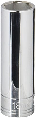 SK Ferramentas Profissionais 40018 1/2 pol. Drive 6 -Point Métrico Deep Chrome Socket - 18mm, soquete de aço forjado frio com acabamento superkrome, fabricado nos EUA