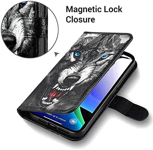 Bayke Case for Alcatel Lumos, Alcatel Axel, [Angry Wolf] Premium Pu Leather Cartet Case com Kickstand e titulares