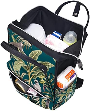 Mochila de viagem Guerotkr, mochila de bolsa de fraldas, mochila de fraldas, padrão de planta tropical de macaco da árvore de banana