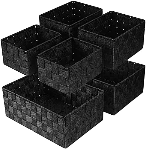 Cestas de armazenamento Uvellgift, caixas de cesto de cesta de cesta de cesta de cesta de cestas de cestas de cestas de cestas de cesta de cestas/ cômoda/ armário/ toalhas, conjunto de 6