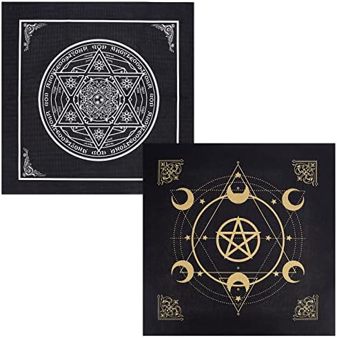 Creatcabin 2pcs Altar Cloth Moon Sun Star Star Pentagrama Celestial Deck de Tapestria Espiritual Toeira