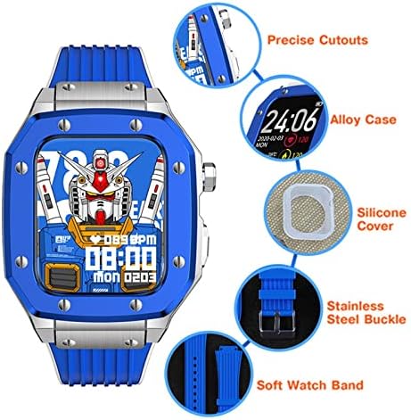 Caixa de relógio de liga de liga Bholsa para a série Apple Watch Series 8 7 6 5 4 SE 45mm 44mm 42mm Metal de borracha de metal de luxo Aço inoxidável Relógio Modificação Modificador de relógio de relógio de relógio