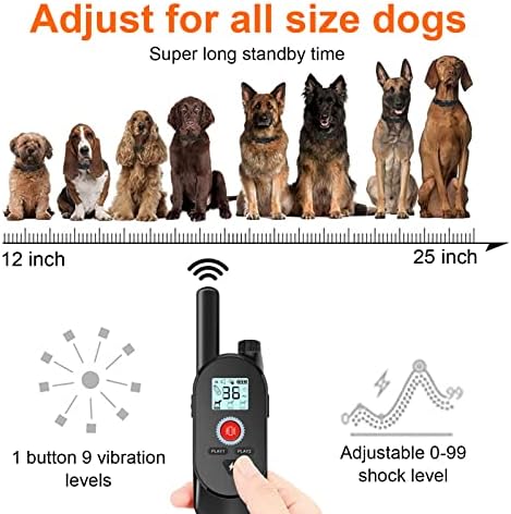 Andiker Dog Training Collar com colarinho de choque remoto e de cachorro de longo alcance e controle