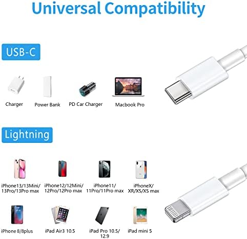 [Apple MFI Certified] USB C To Lightning Cable 3pack de 6 pés iPhone Fast Charger Tipo C Cabo de carregamento