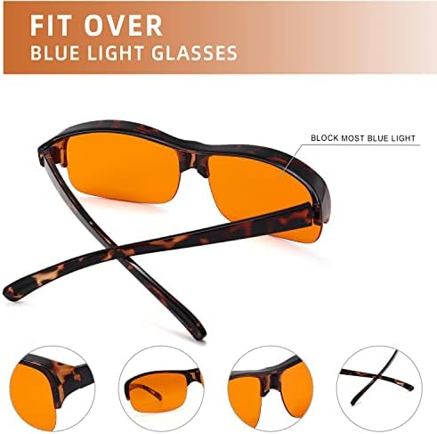 EyeKepper 2 pacote se encaixa sobre os óculos de bloqueio de luz azul usam óculos de computador
