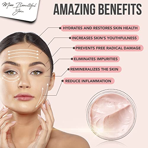 Máscara de argila rosa para cravos e poros - argila de cicatrização facial para encolhimento de poros e controle de óleo - máscara de minimizador de poros - tratamento de acne - cuidados com a pele premium por senhorita linda você
