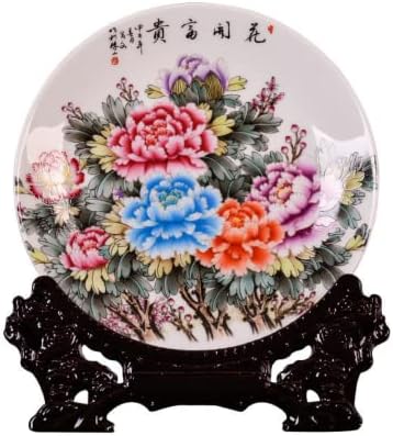 20cm Jingdezhen Ceramic Decoration Plate Plate Rico de Flor Placa Nova Decoração da sala de estar chinesa