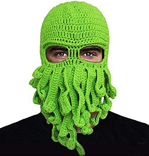Telamee unissex knit octopus chapéu com barba engraçada Capuz de cosplay chapéu de faceMask