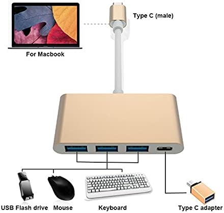 MBBJM USB3.0, 5 Gbps de transmissão de alta velocidade Tipo C para USB 3.1/PD+3*Adaptador de cubo USB 3.0 Hub tipo C Tipo C