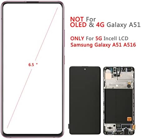Slimall LCD Touch Scret Exibir Substituição com quadro para o Samsung Galaxy A51 4G 2019 SM-A515 A515F A515U 6.5 com quadro com kit de ferramentas
