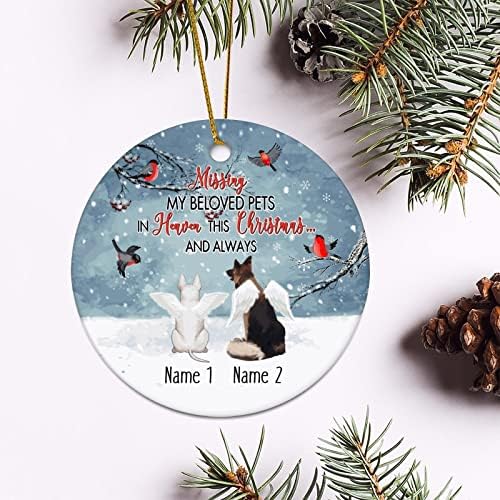 Ornamento de Natal do cão de animais memorial Miss My Breadoved Pet In Heaven Ceramic Keetake