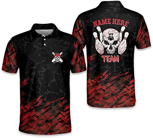 Leevus Camisetas de boliche personalizadas para homens, camisa de boliche masculina manga curta,