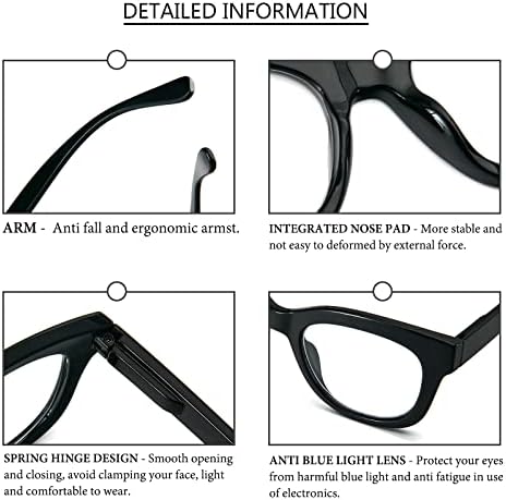 Kokobin 6-Pack Retro Reading Glasses for Women ， Luz azul Bloqueio de leitores confortáveis ​​com