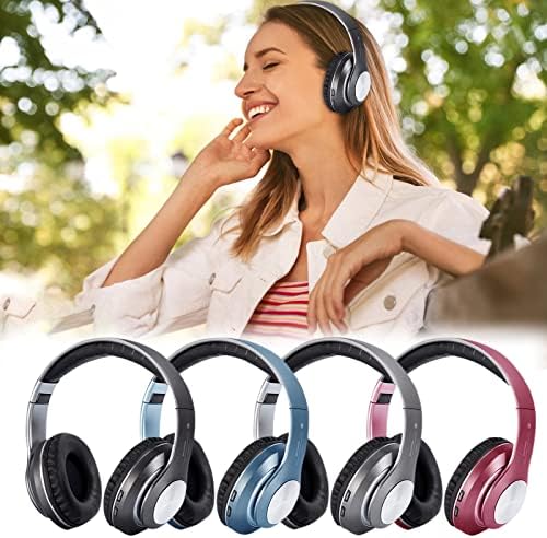 MoreSec Wireless Bluetooth Headphones sobre os fones de ouvido sem fio de hi-fi, fones de ouvido sem fio estéreo com fusos de ouvido macios e peso leve para o telefone celular, PC #A
