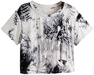 Sweatyrocks feminina manga curta camiseta impressão gráfica Top angustiada