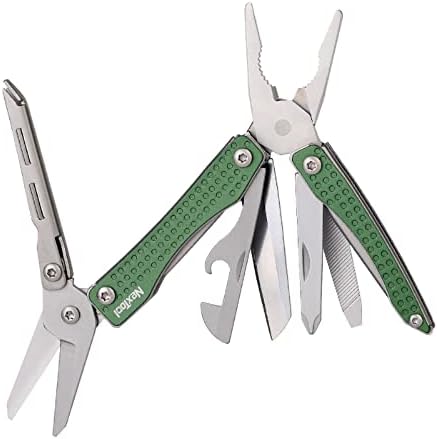 NextOol EDC Keychain Multitool, 10 em 1 mini-bolso faca multi-ferramenta com alicates de agulha, tesoura, mini utensílios legais úteis para homens, presentes do dia dos pais da filha verde