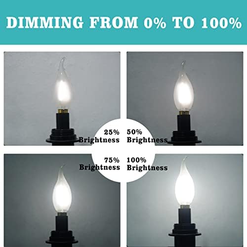 FLMAMT 4W Bulbo de candelabra de LED com fosco, equivalente a 40 watts, com ponta de chama, lâmpada