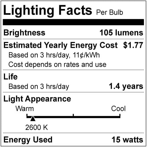 Sunlite 40148-su G16.5 Lâmpadas globais 15 watts, base de candelabros, 120 volts, clara, incandescente,