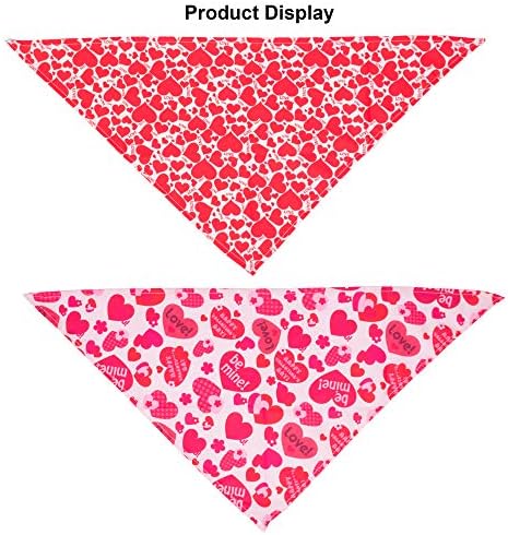 ADOGGYGO 4 Pacote de cachorro do Dia dos Namorados Bandana Triângulo Cachorro Red Rosa Coração Design Valentim