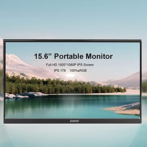 Monitor Portátil de Awow, 15,6 polegadas FHD 1080P Monitor de laptop USB C HDMI Tela externa IPS