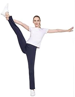 Calças de ioga feminina de Huadde, calças elásticas de calças/perna reta casual de negócios