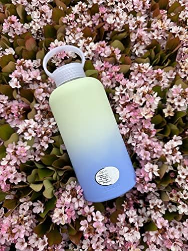 Apana Yoga Garrafas de água de vidro BPA sem deslizamento não deslize a tampa à prova de vazamento reutilizável