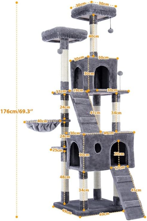 Árvore de gatos de vários níveis do FZZDP para gatos com poleiros aconchegante de gatos estáveis ​​de escalada de gatos brinquedos de tábua de gato