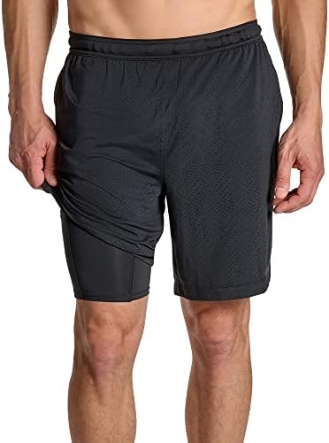 Tommie Copper Men's 2-em-1 shorts de compressão | Respirável, trecho em 4D, desgaste ativo de suor para esportes e ao ar livre