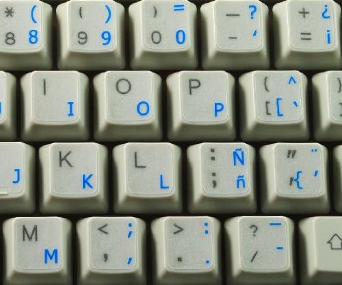 Adesivos de teclado espanhol com letras azuis em fundo transparente para desktop, laptop e caderno