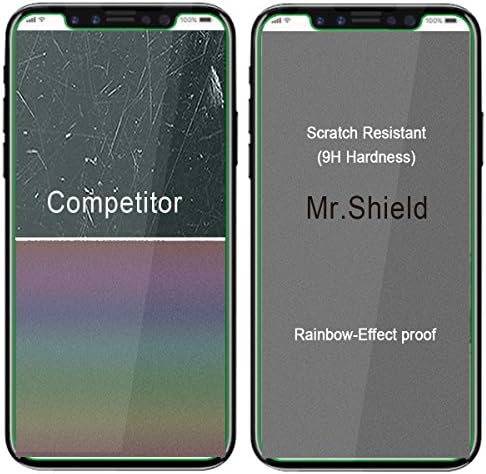 Mr.Shield [5-Pack] projetado para iPhone X/iPhone XS [Protetor de tela de vidro temperado] [0,3mm Ultra Thin 9h