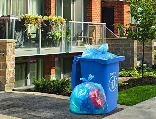 Sacos de lixo de reciclagem, 33 galões, 33 W x 39 H, grandes sacos de lixo azul, 1,2 mil