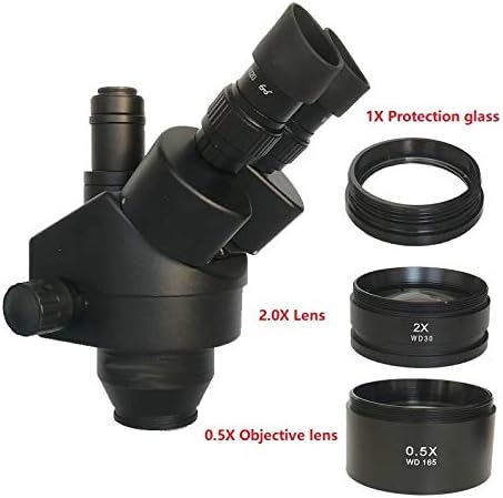 Guoshuche Russia 7-45x 3,5x-90x Microscópio de suporte de tabela de tabela grande estéreo trinocular com 0,5x 2,0x lente objetiva auxiliar para observação natural/inspeção de peças