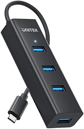 UNITEK 4-PORT USB 3.0 TIPO C HUB, Adaptador multitor USB C com porta alimentada, 4 em 1 USB C a USB Um adaptador