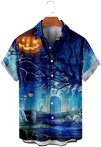 Camisas de verão para homens Impressão de esqueleto curto Sheeve Halloween Pumpkin Summer Summer 3D