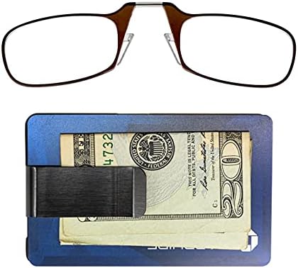 Carteira fina de aço inoxidável Thinoptics com leitores/óculos de leitura retangular, preto, 44,45mm