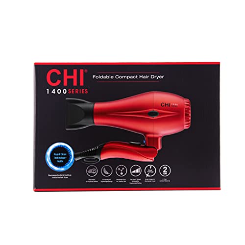 Série Chi 1400 Secador de cabelo compacto dobrável, vermelho, 16 oz