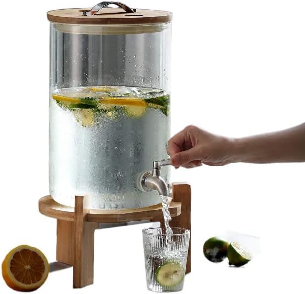 Jarro de água fria de vidro de grande capacidade com contêiner de limonada de torneira bebida gelada
