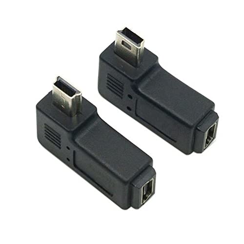 Mini USB 5 pino macho para feminino adaptador de extensão 90 graus esquerdo e reto angular Mini
